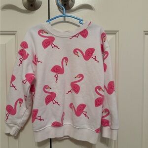 Zara Kids White Sweatshirt with Pink Flamingo Design